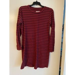 Current/Elliott cotton striped maroon long sleeve t-shirt dress, size 0